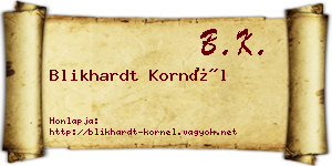 Blikhardt Kornél névjegykártya