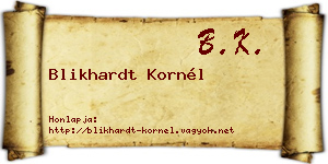 Blikhardt Kornél névjegykártya